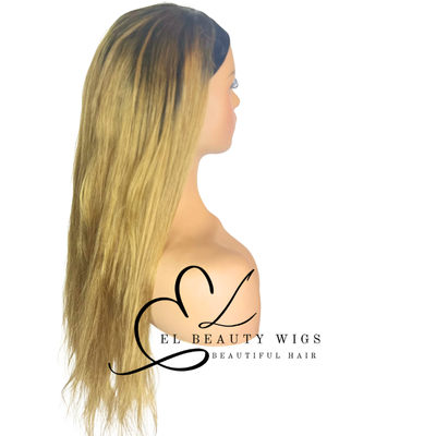 WIG | Golden Blonde Wig | Headband Wig | Natural-Looking Wig for Women | Easy Wear Human Hair Blend Wig