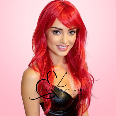 WIG | Red Wig | Costume Wig | Natural-Looking Wig for Women | Easy Wear Synthetic Wig