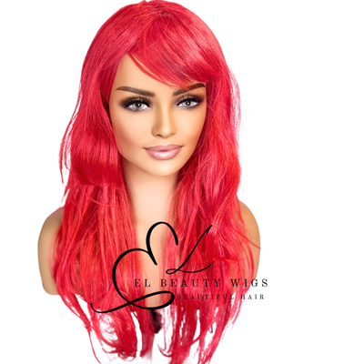 WIG | Red Wig | Costume Wig | Natural-Looking Wig for Women | Easy Wear Synthetic Wig