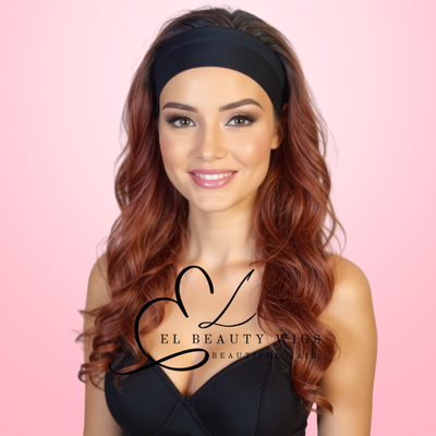 WIG | Red Wig | Headband Wig | Natural-Looking Wig for Women | Easy Wear Human Hair Blend Wig