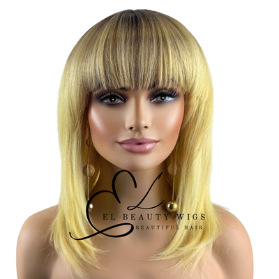 WIG | Golden Blonde Wig | Long Blonde Wig | Natural-Looking Wig for Women | Easy Wear Human Hair Blend Wig