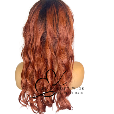 WIG | Red Wig | Headband Wig | Natural-Looking Wig for Women | Easy Wear Human Hair Blend Wig