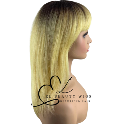 WIG | Golden Blonde Wig | Long Blonde Wig | Natural-Looking Wig for Women | Easy Wear Human Hair Blend Wig