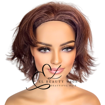 WIG | HALF-WIG | Deep Auburn Wig | Natural-Looking Wig for Women | Easy Wear Synthetic Wig