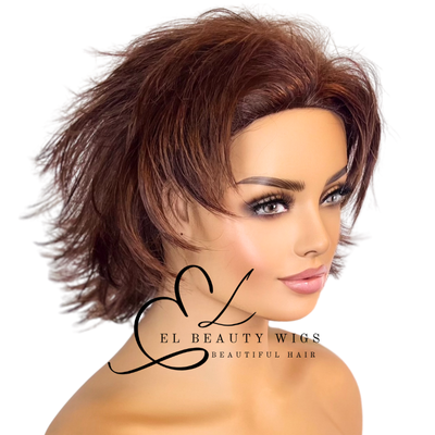 WIG | HALF-WIG | Deep Auburn Wig | Natural-Looking Wig for Women | Easy Wear Synthetic Wig