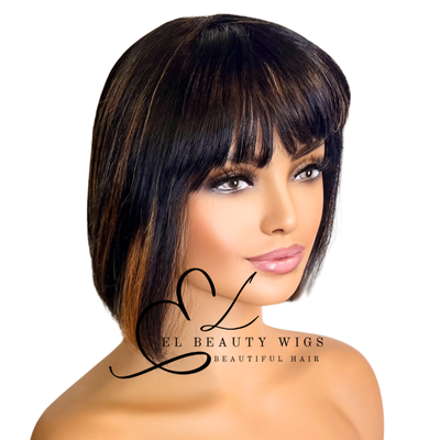 WIG | Black Wig | Black Wig with Highlights | Wig Natural-Looking Wig for Women | Easy Wear Synthetic Wig