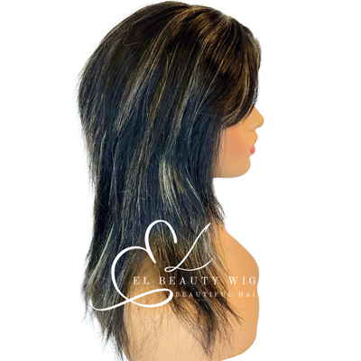 WIG | Black Wig | Black Wig with Highlights | Wig with Highlights | Natural-Looking Wig for Women | Easy Wear Synthetic Wig