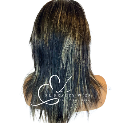 WIG | Black Wig | Black Wig with Highlights | Wig with Highlights | Natural-Looking Wig for Women | Easy Wear Synthetic Wig