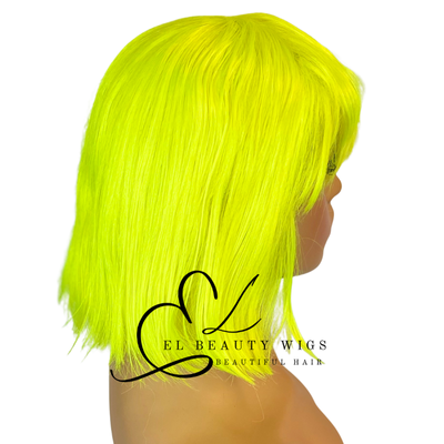 WIG | Neon Wig | Green Wig | Yellow Wig | Costume Wig | Natural-Looking Wig for Women | Easy Wear Synthetic Wig