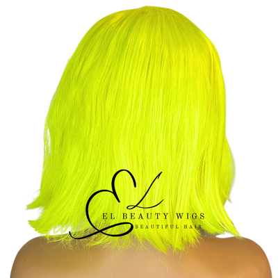 WIG | Neon Wig | Green Wig | Yellow Wig | Costume Wig | Natural-Looking Wig for Women | Easy Wear Synthetic Wig