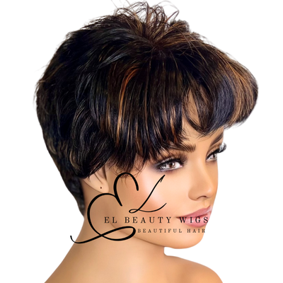 WIG | Black Wig | Black Wig With Highlights | Natural-Looking Wig for Women | Easy Wear Synthetic Wig