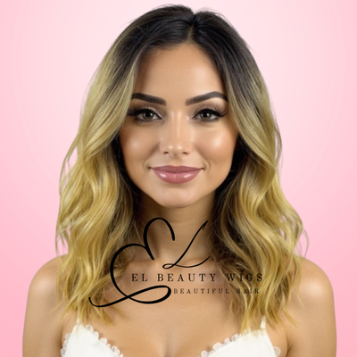 WIG | Golden Blonde Wig | Natural-Looking Wig for Women | Easy Wear Human Hair Blend Wig