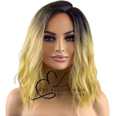WIG | Golden Blonde Wig | Natural-Looking Wig for Women | Easy Wear Human Hair Blend Wig