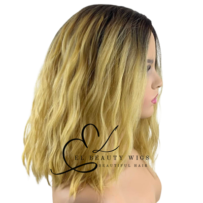 WIG | Golden Blonde Wig | Natural-Looking Wig for Women | Easy Wear Human Hair Blend Wig