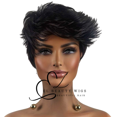 WIG | Black Wig | Short Black Wig | Natural-Looking Wig for Women | Easy Wear Synthetic Wig