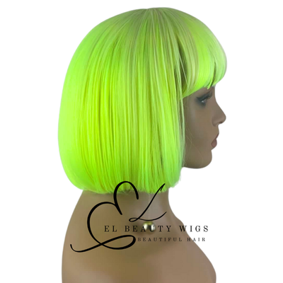 WIG | Neon Wig | Green Wig | Natural-Looking Wig for Women | Easy Wear Synthetic Wig