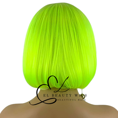 WIG | Neon Wig | Green Wig | Natural-Looking Wig for Women | Easy Wear Synthetic Wig