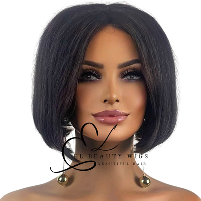 WIG | Black Wig | Black Wig with Burgundy Highlights | Natural-Looking Wig for Women | Easy Wear Synthetic Wig