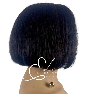 WIG | Black Wig | Black Wig with Burgundy Highlights | Natural-Looking Wig for Women | Easy Wear Synthetic Wig