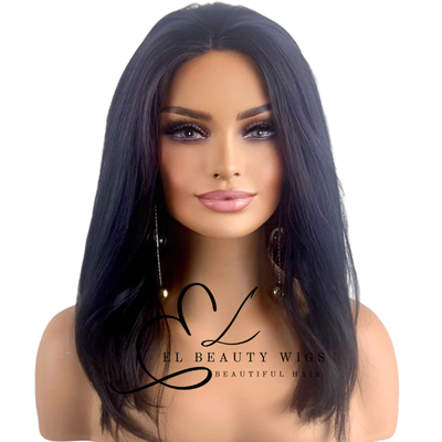 WIG | Black Wig | Curly Wig | Natural-Looking Wig for Women | Easy Wear Human Hair Blend Wig