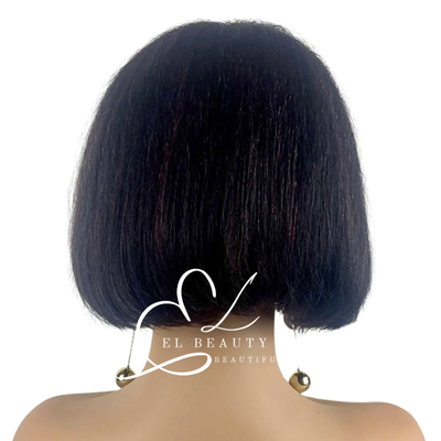 WIG | Black Wig | Black Wig with Burgundy Highlights | Natural-Looking Wig for Women | Easy Wear Synthetic Wig