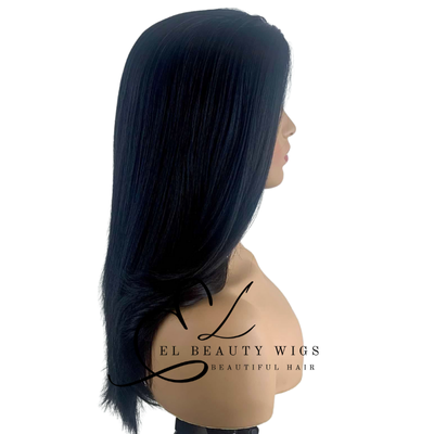 WIG | Black Wig | Curly Wig | Natural-Looking Wig for Women | Easy Wear Human Hair Blend Wig