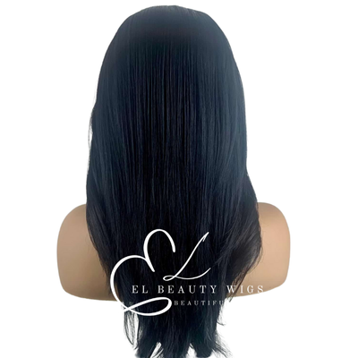 WIG | Black Wig | Curly Wig | Natural-Looking Wig for Women | Easy Wear Human Hair Blend Wig