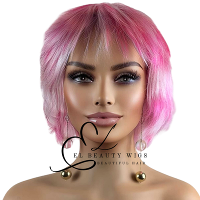WIG | Pink Wig | Costume Wig | Pink and White Wig | Natural-Looking Wig for Women | Easy Wear Synthetic Wig