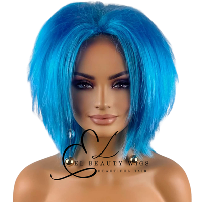 WIG | Blue Wig | Costume Wig | Natural-Looking Wig for Women | Easy Wear Synthetic Wig