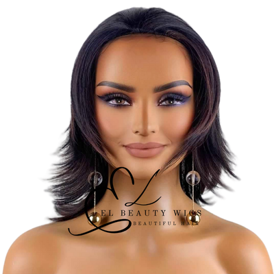 WIG | HALF-WIG | Brown Wig | Brown Wig with Red Highlights |Natural-Looking Wig for Women | Easy Wear Synthetic Wig (Copy)