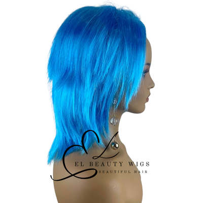 WIG | Blue Wig | Costume Wig | Natural-Looking Wig for Women | Easy Wear Synthetic Wig