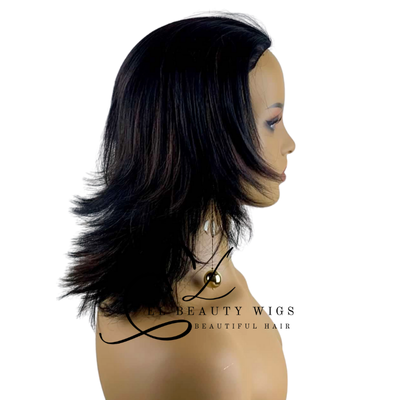 WIG | HALF-WIG | Brown Wig | Brown Wig with Red Highlights |Natural-Looking Wig for Women | Easy Wear Synthetic Wig (Copy)