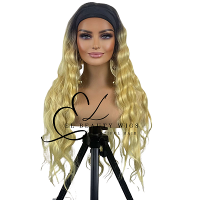 WIG | Blonde Wig | Long Blonde Wig | Blonde Headband Wig | Natural-Looking Wig for Women | Easy Wear Human Hair Blend Wig